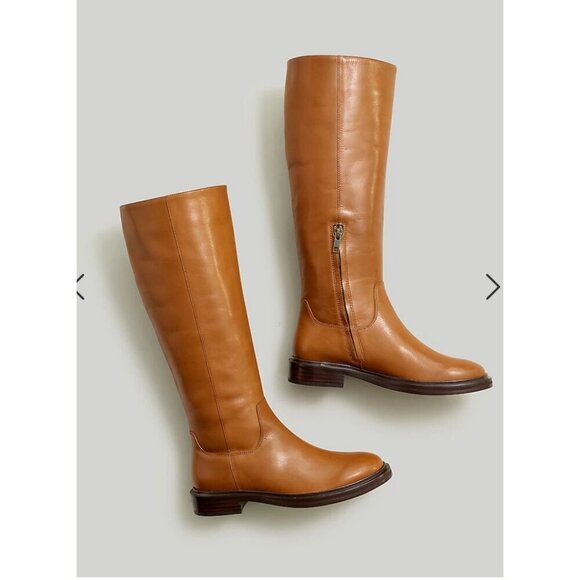 Madewell $298 The Drumgold Boot Extended Calf in Sepia Leather Size 6.5 NN039